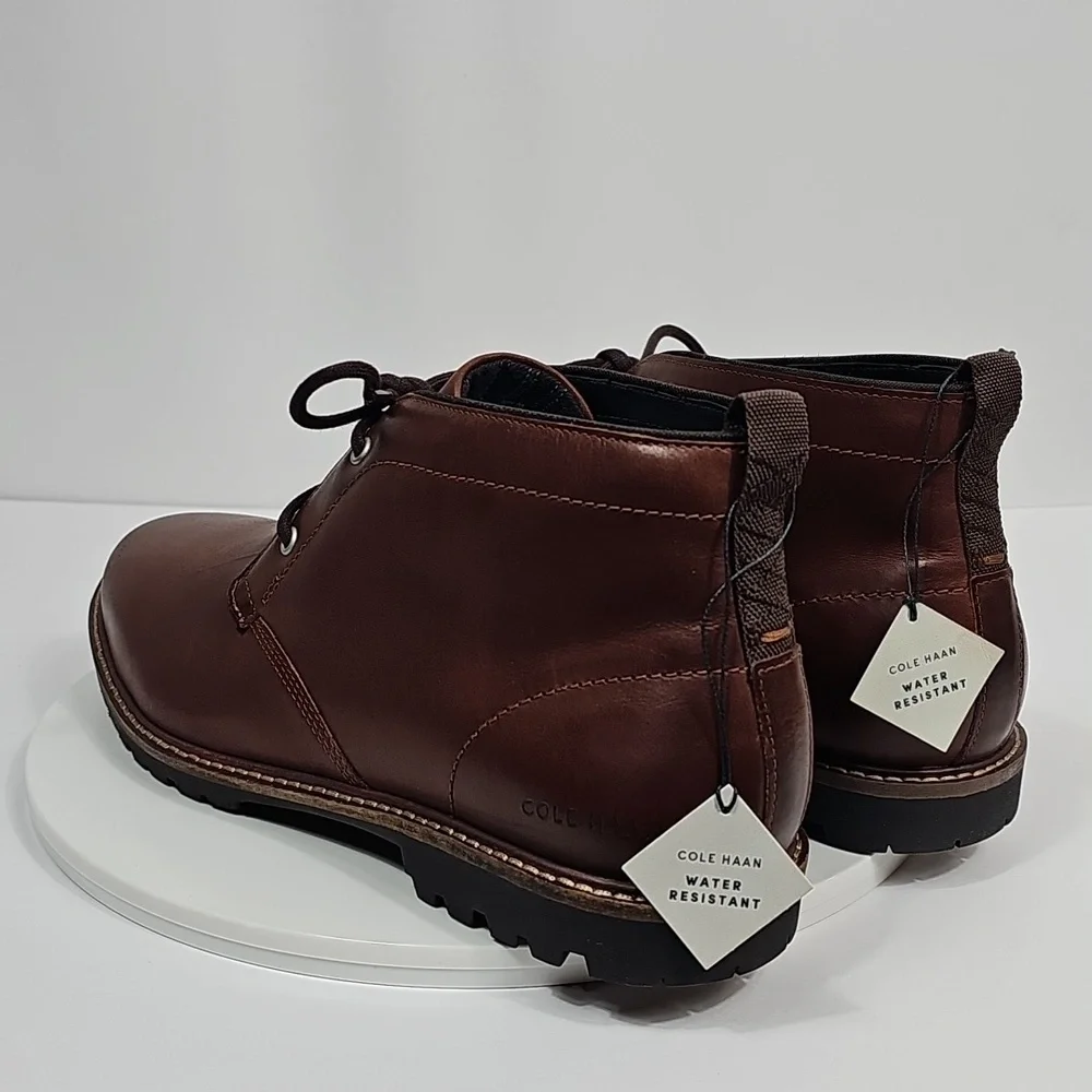 NIB Cole Haan Midland Lug Chukka Boots Dark Sequoia Leather 10.5 Water Resistant